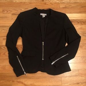 H&M black 3/4 zip blazer, size 8